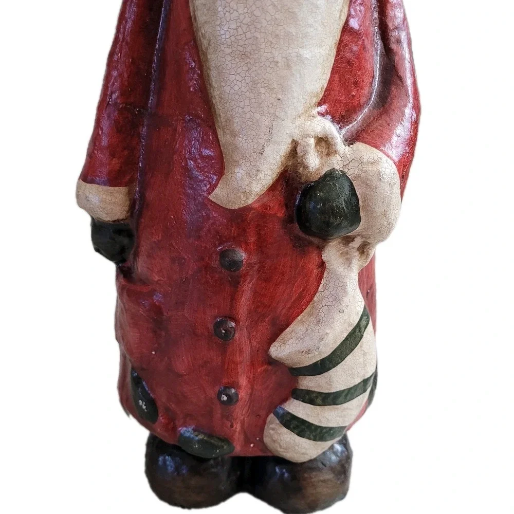 Vintage Old World Primitive Santa Claus Figurine Hand Painted Composition Figure
